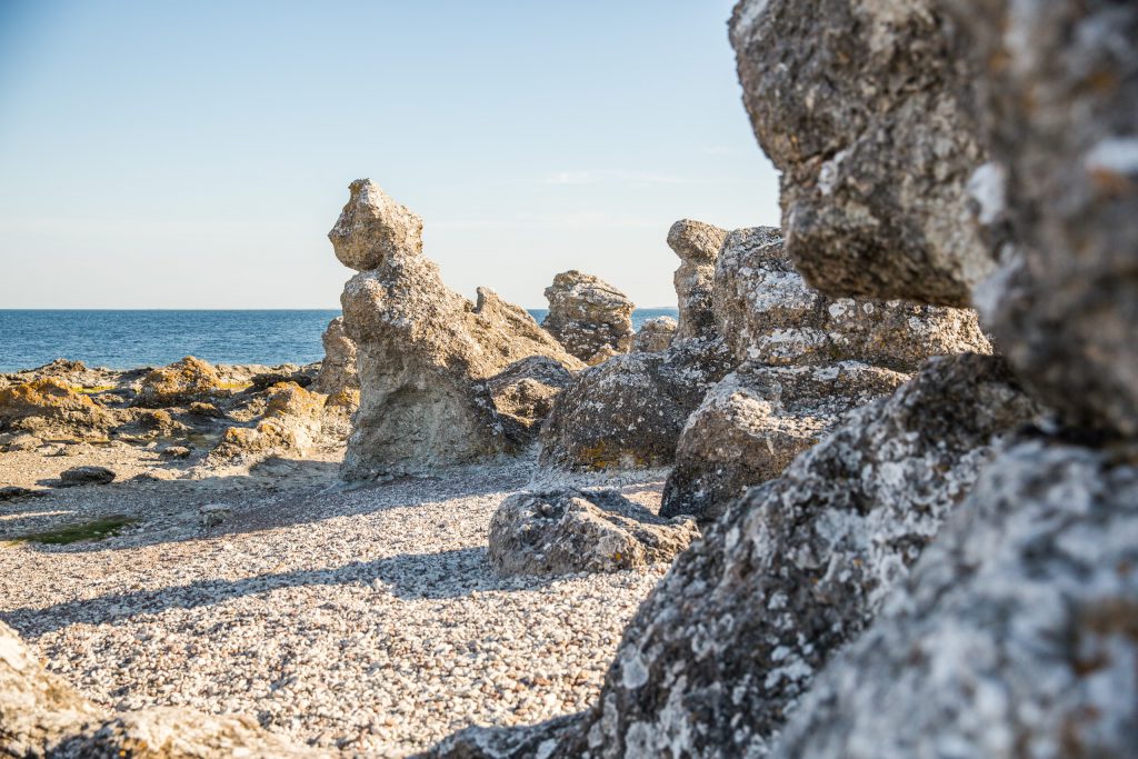 Raukar på strand