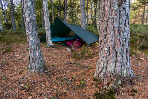 Tarp vid Skvättsjön när vinden blåser