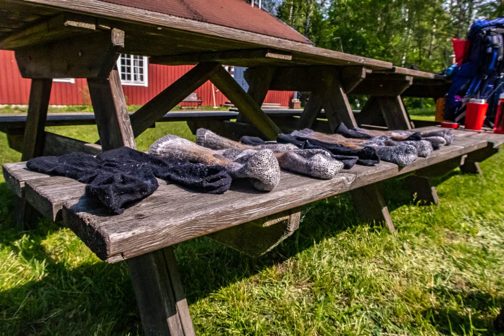 Sockor på torkning i solen