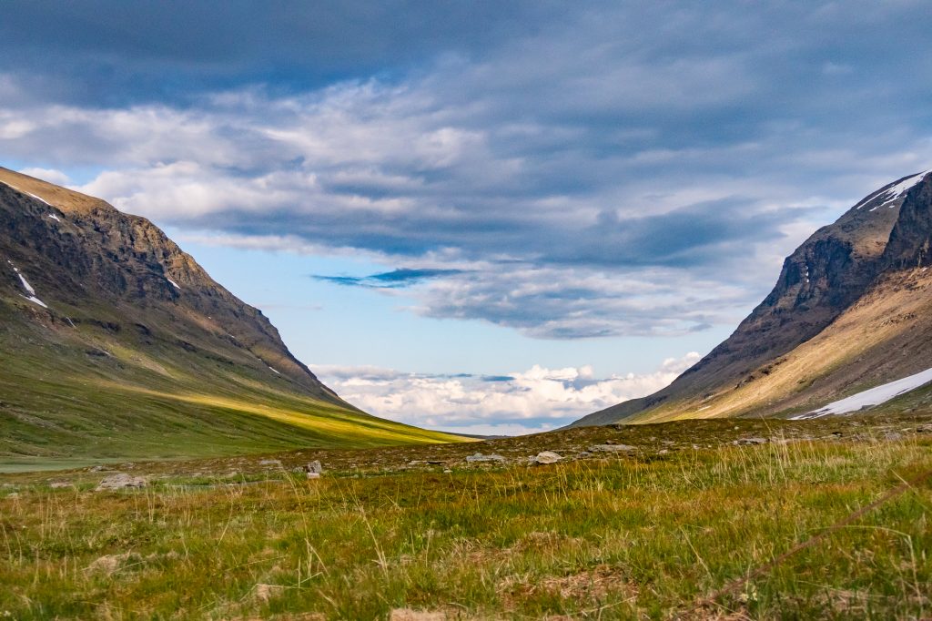 Dalen Syterskalet, lite mer än en mils vandring från Hemavan längs Kungsleden