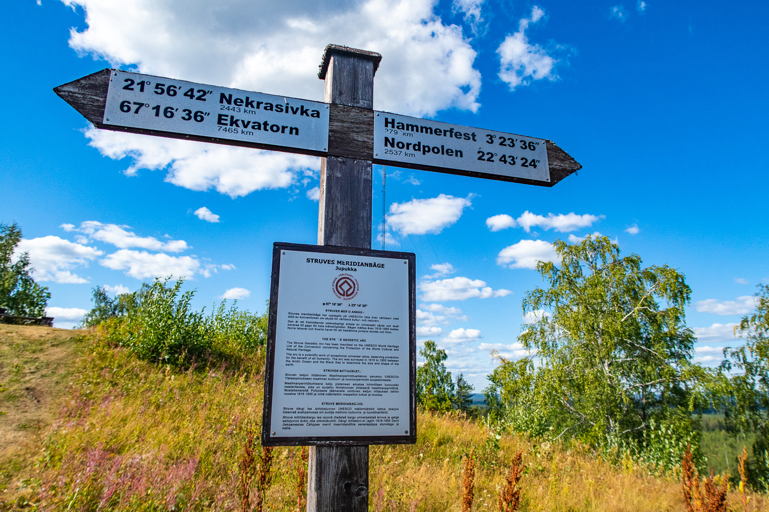 Struves meridianbåge utanför Pajala