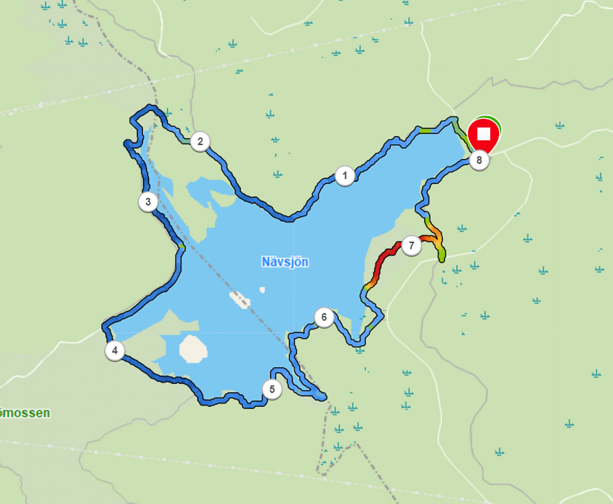 Karta vandring Nävsjön runt