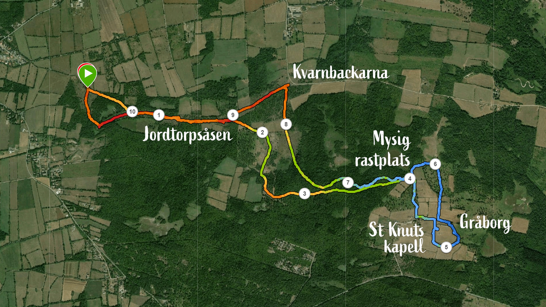 Karta över min vandring till Gråborg och tillbaka