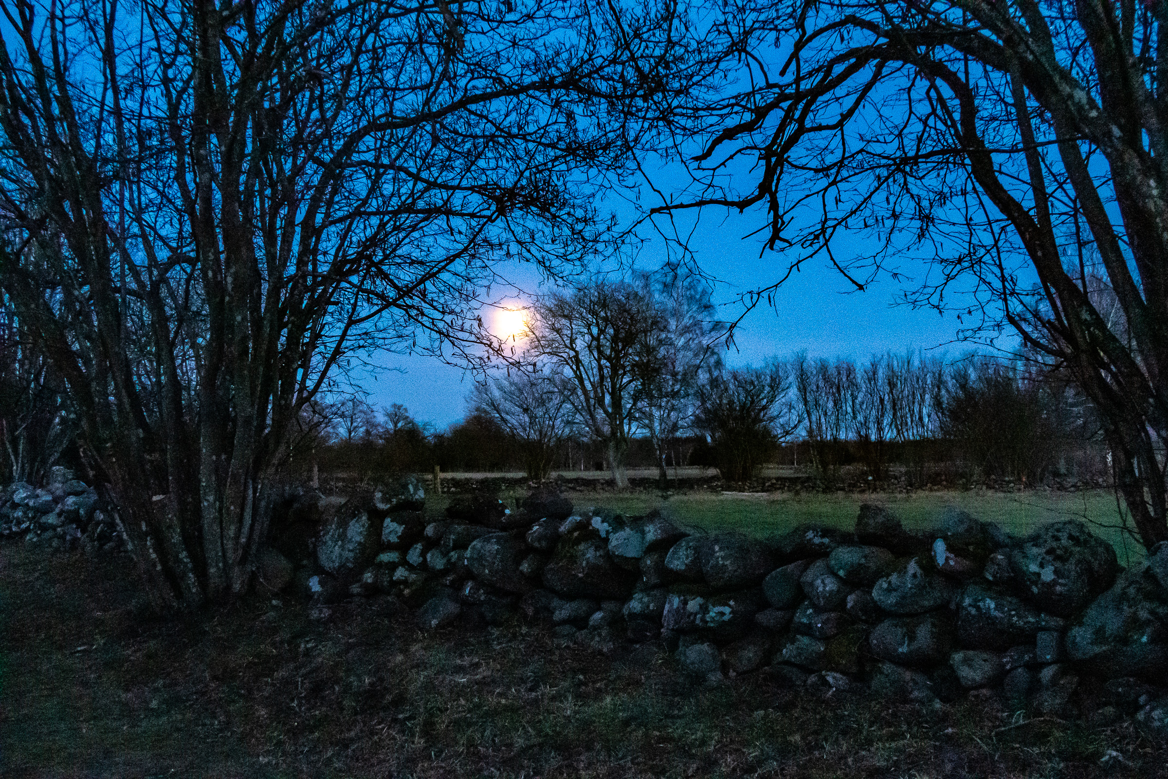 Månklar natt vid rastplatsen vid Gråborg