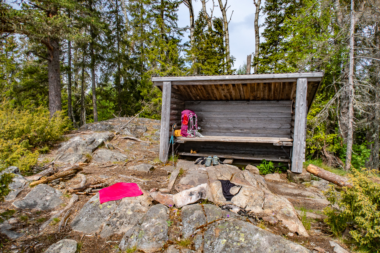 Vindskyddet på Älgberget, sett framifrån