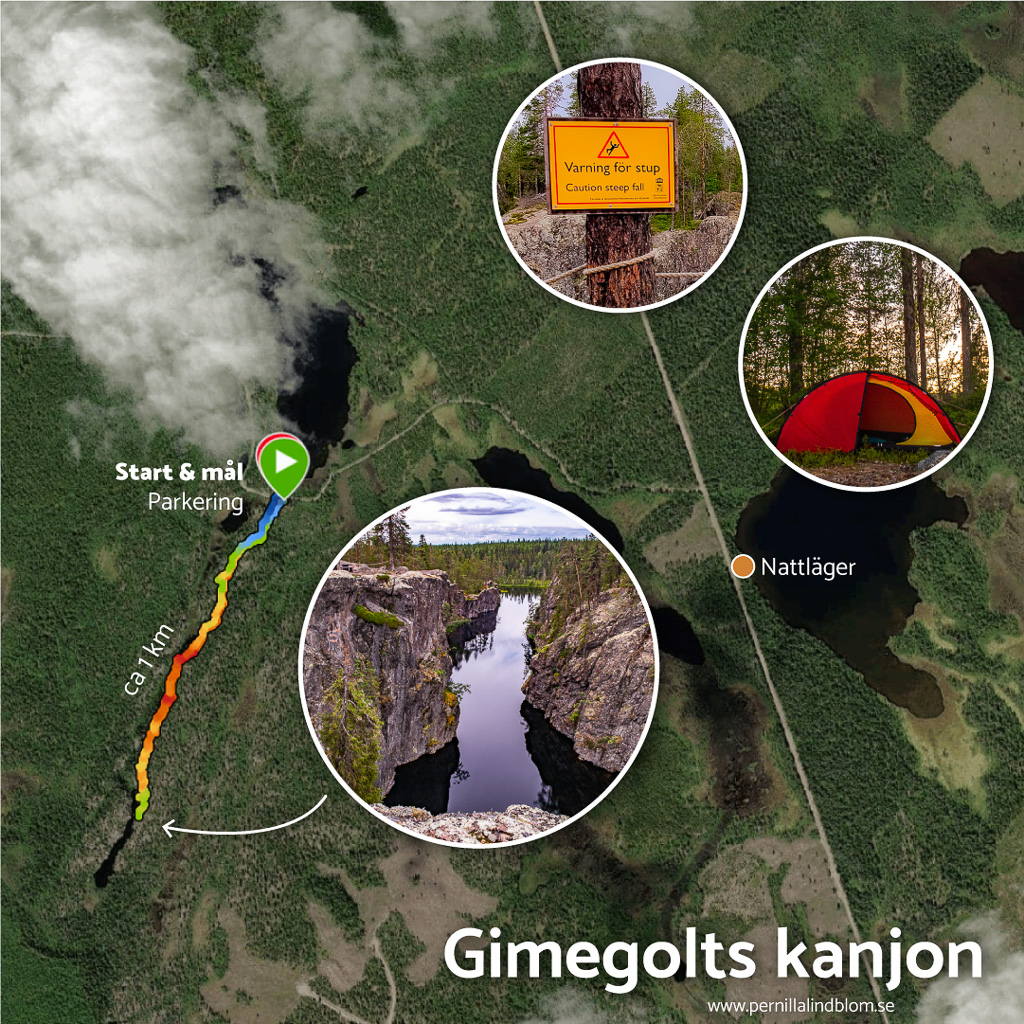Garminkarta över vandring till Gimegolts kanjon