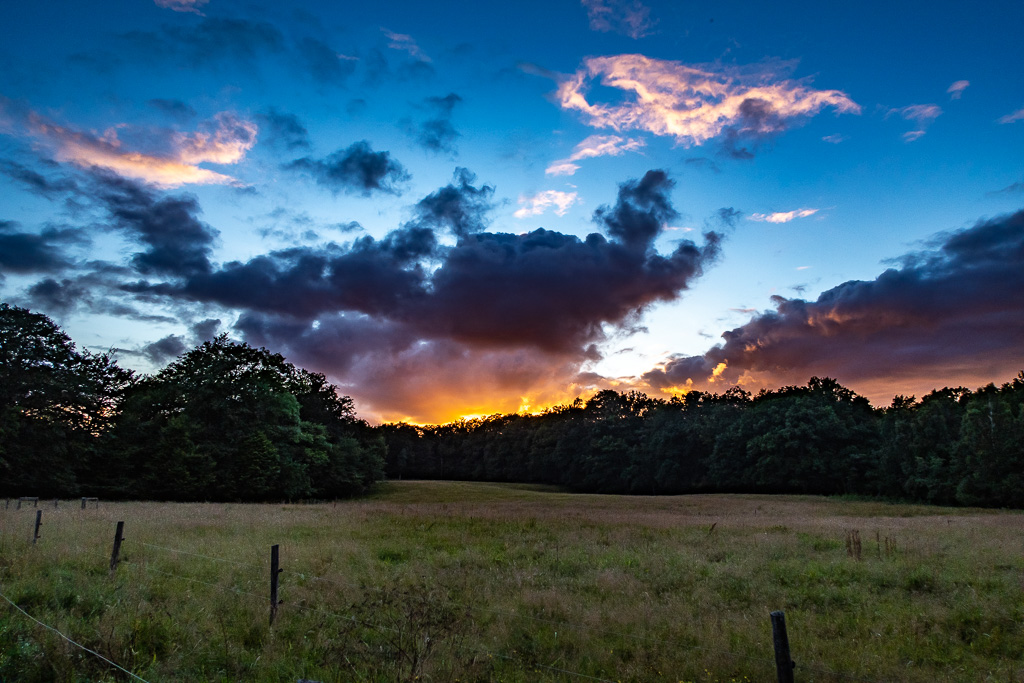 Solnedgång över Söderåsens nationalpark, från Liagården