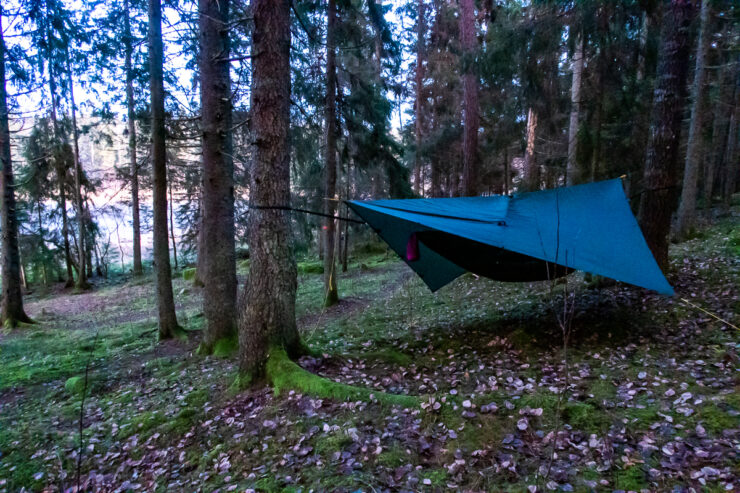 Första natten i hammock med hängmattan Lesovik Draka, monterad och klar