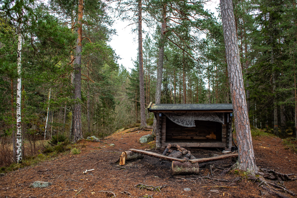 Vindskydd med sne tall framför.